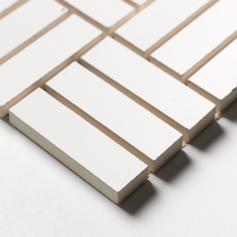 Royal White Glossy Crosshatch Ceramic Mosaics 12×12 (MS80001)