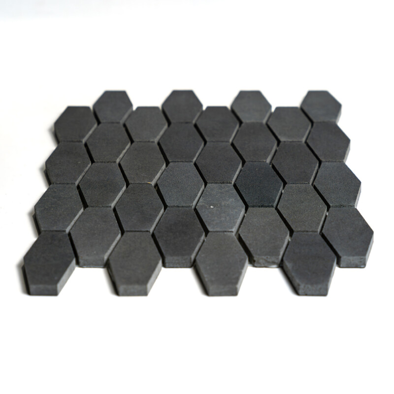 Basalto Honed Elongated Hexagon Basalt Mosaics 10×12 1/4 (MS90265)