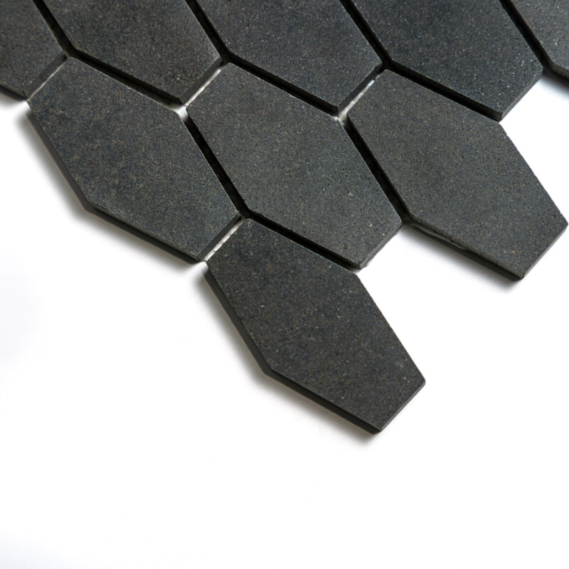 Basalto Honed Elongated Hexagon Basalt Mosaics 10×12 1/4 (MS90265)