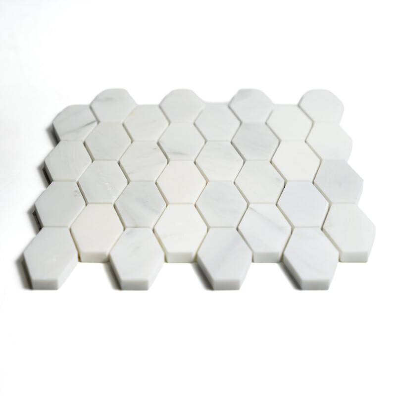 Calacatta Bella Honed Elongated Hexagon Marble Mosaics 10×12 1/4 (MS90585)