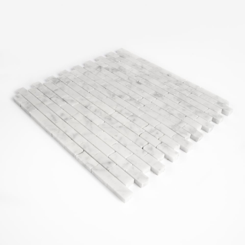 White Carrara Honed Broken Joint Marble Mosaics 11 3/4×12 (MS90873)