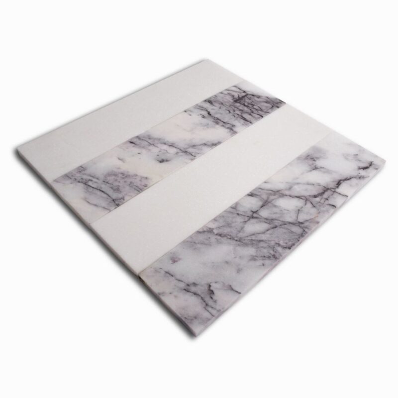 Lilac, Thassos Honed Mod Stripes Marble Mosaics 11 5/8×11 3/4 (MS90877)