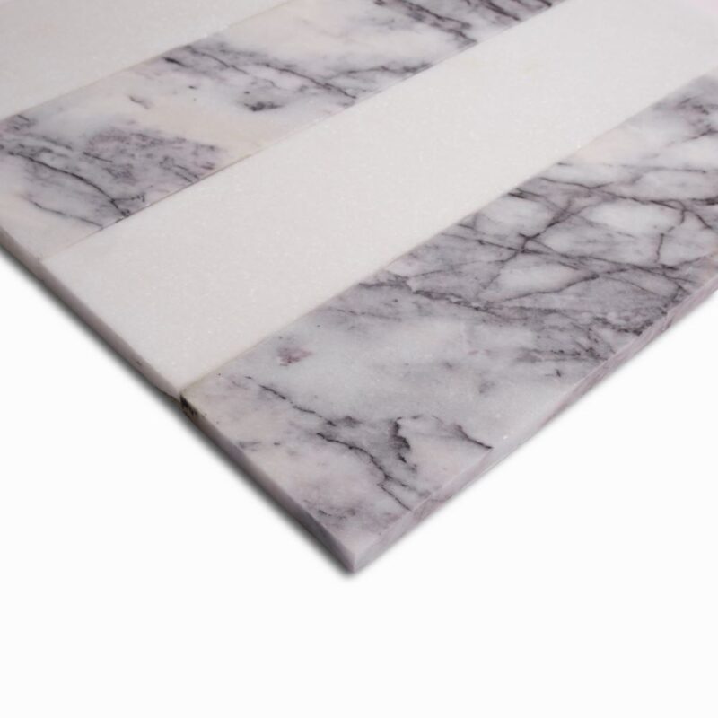 Lilac, Thassos Honed Mod Stripes Marble Mosaics 11 5/8×11 3/4 (MS90877)