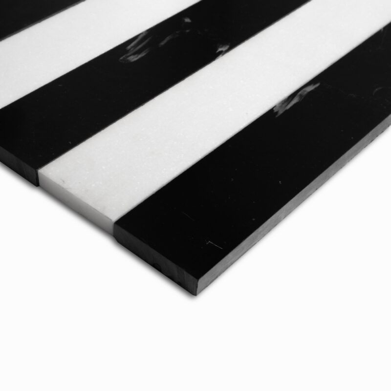 Black, Thassos Honed Mod Stripes Marble Mosaics 11 5/8×11 3/4 (MS90879)