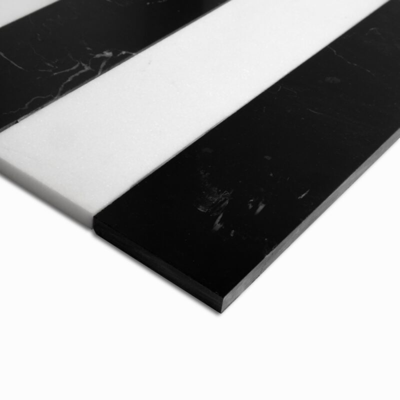Black, Thassos Honed Mod Stripes Marble Mosaics 11 5/8×11 3/4 (MS90880)
