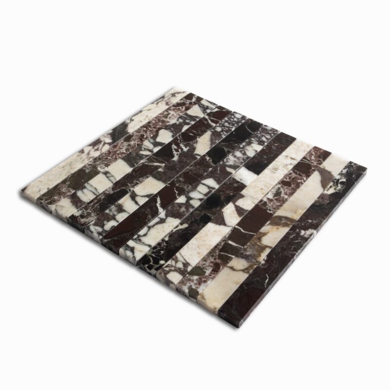 Calacatta Viola, Red Levanto Honed Mod Stripes Marble Mosaics 11 3/4×12 3/8 (MS90881)