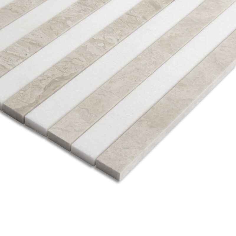 Diana Royal, Thassos Honed Mod Stripes Marble Mosaics 11 3/4×12 3/8 (MS90884)
