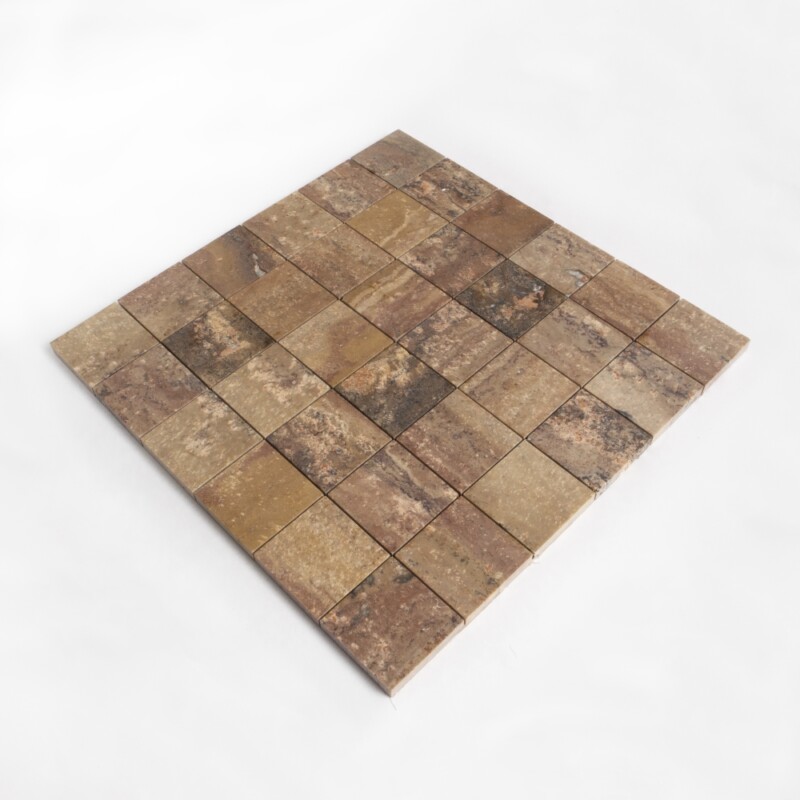 Mosaicos de travertino Scabas Red Honed 2×2 11 13/16×11 13/16 (MS90891)