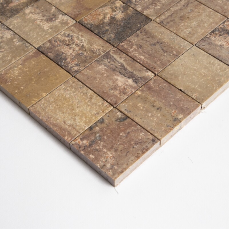 Mosaicos de travertino Scabas Red Honed 2×2 11 13/16×11 13/16 (MS90891)