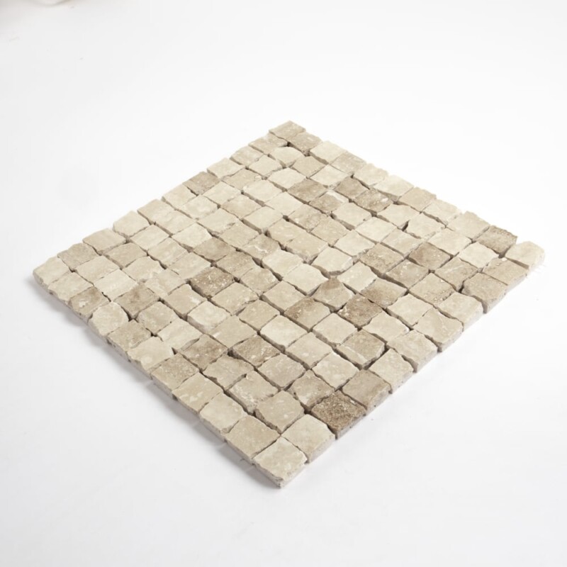 Roman Honed Hand Clipped 1×1 Travertine Mosaics 11 3/4×11 3/4 (MS90895)