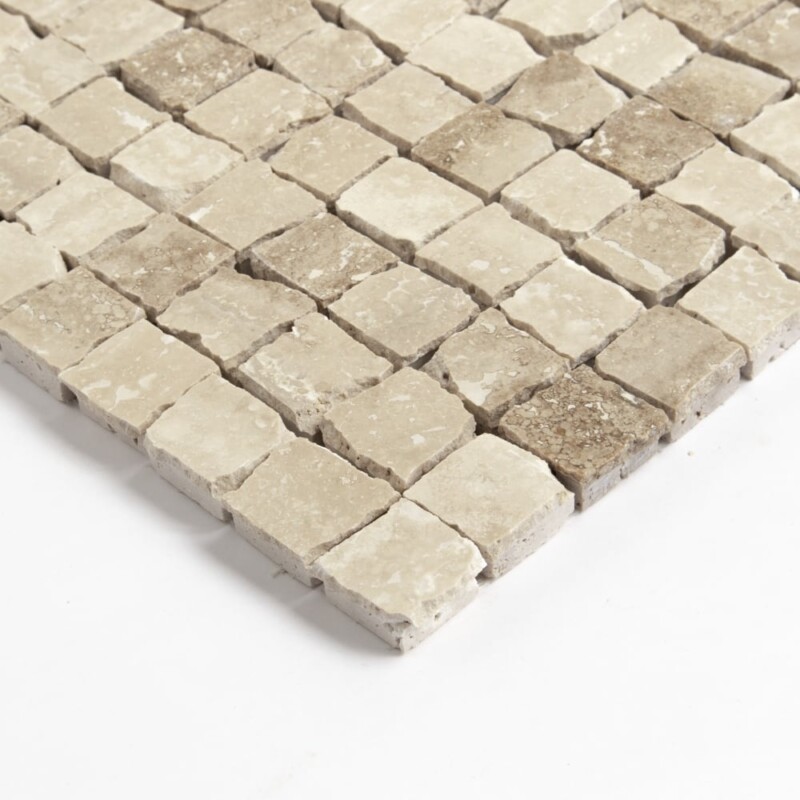 Roman Honed Hand Clipped 1×1 Travertine Mosaics 11 3/4×11 3/4 (MS90895)