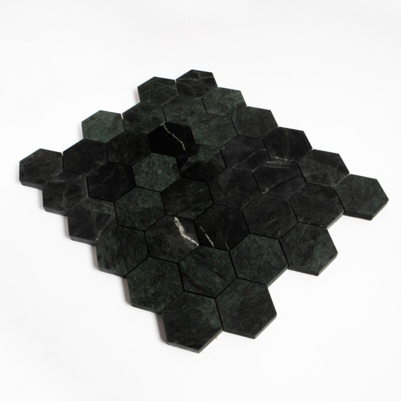 Verde Lucia Honed Hexagon 2 Marble Mosaics 10 1/2×12 1/4 (MS90943)