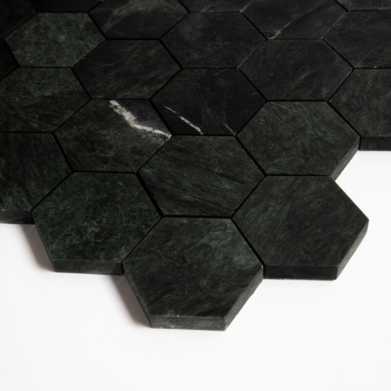 Verde Lucia Honed Hexagon 2 Marble Mosaics 10 1/2×12 1/4 (MS90943)