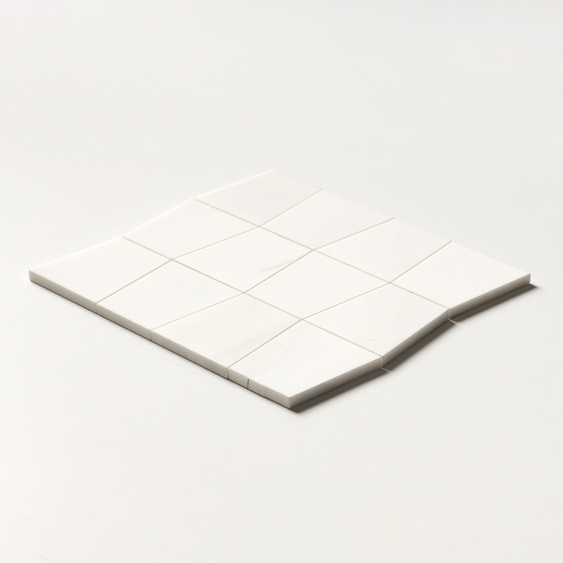 Snow White Multi Finish Tapered Waterjet Marble Mosaics 12 1/2×12 (NW00015)