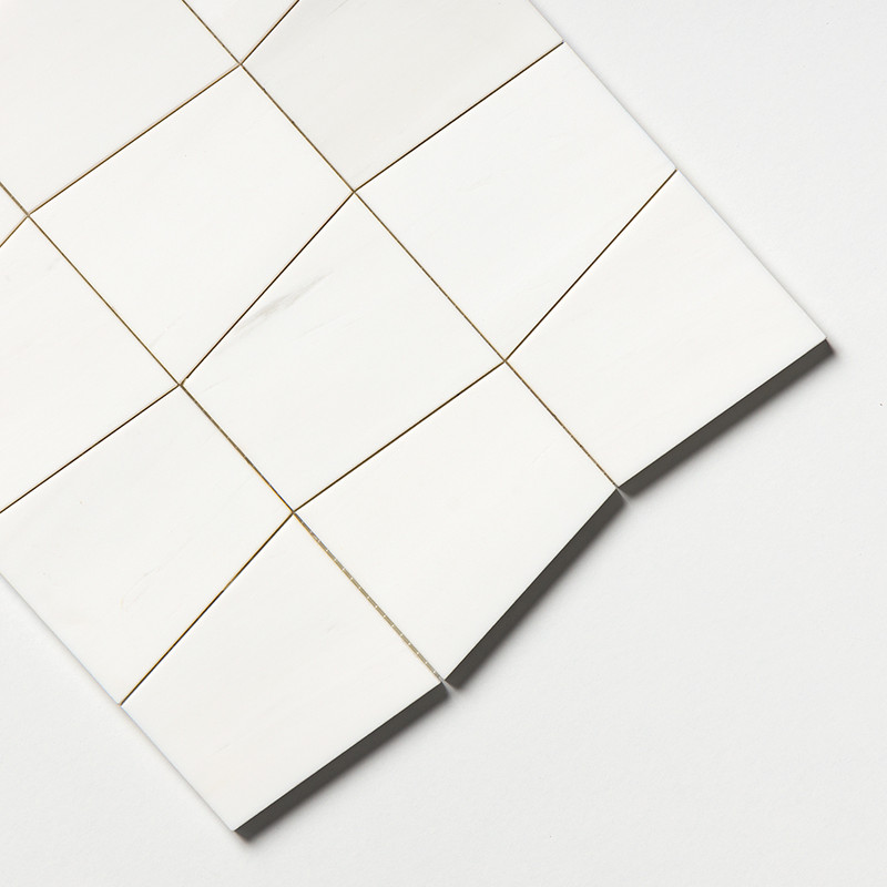 Snow White Multi Finish Tapered Waterjet Marble Mosaics 12 1/2×12 (NW00015)