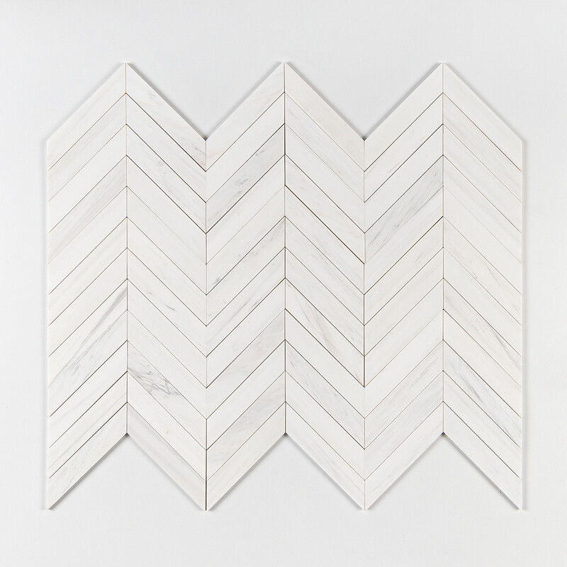 Bianco Dolomiti Classic Honed Chevron Waterjet Marble Mosaics 13×10 (NW00085)