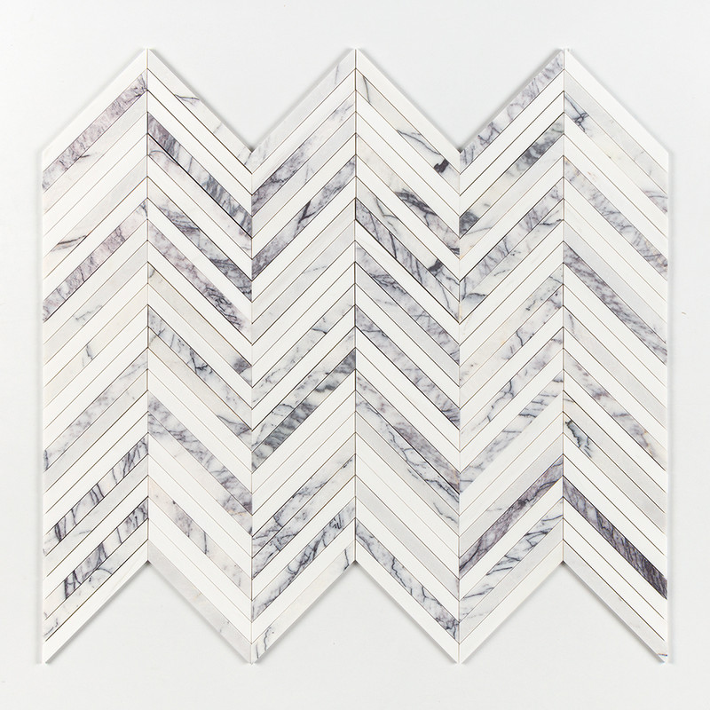 Lilac Honed Thin Chevron Waterjet Marble Mosaics 10×13 (NW00150)