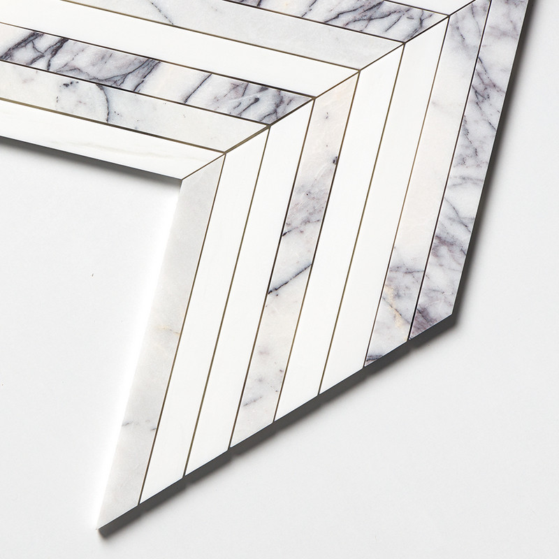 Lilac Honed Thin Chevron Waterjet Marble Mosaics 10×13 (NW00150)