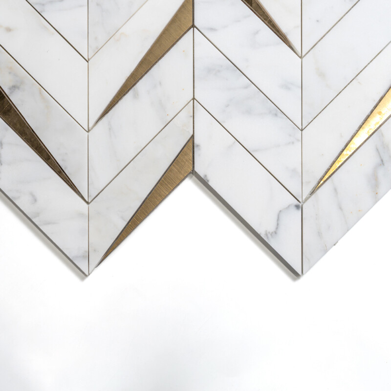 Calacatta Gold Honed Cheval Marble Mosaics 16 5/16×16 9/16 (NW00166)