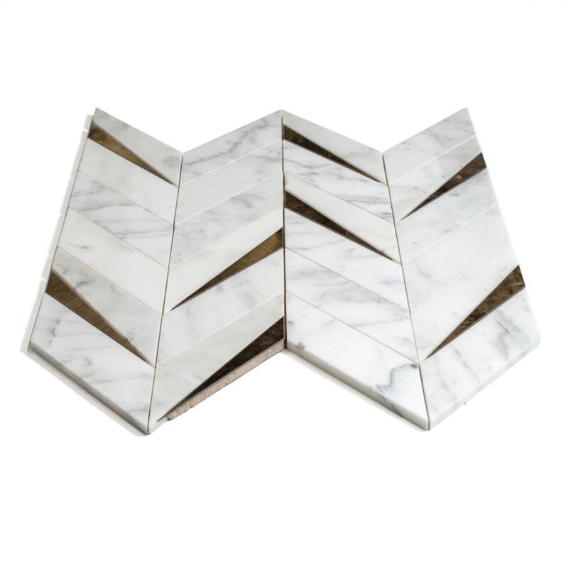 Calacatta Gold Honed Cheval Marble Mosaics 16 5/16×16 9/16 (NW00166)