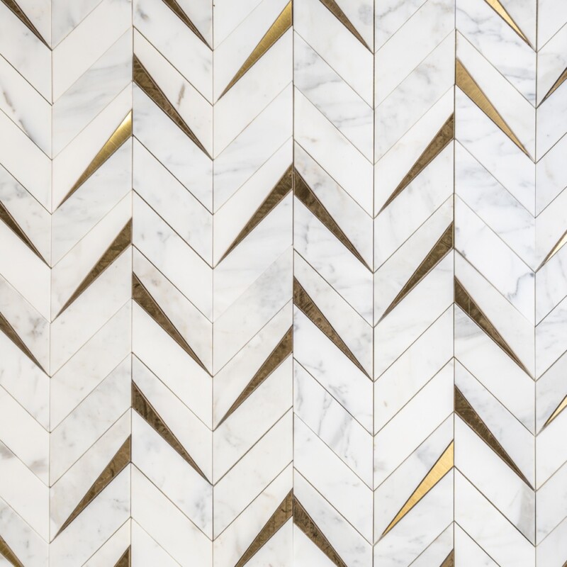 Calacatta Gold Honed Cheval Marble Mosaics 16 5/16×16 9/16 (NW00166)