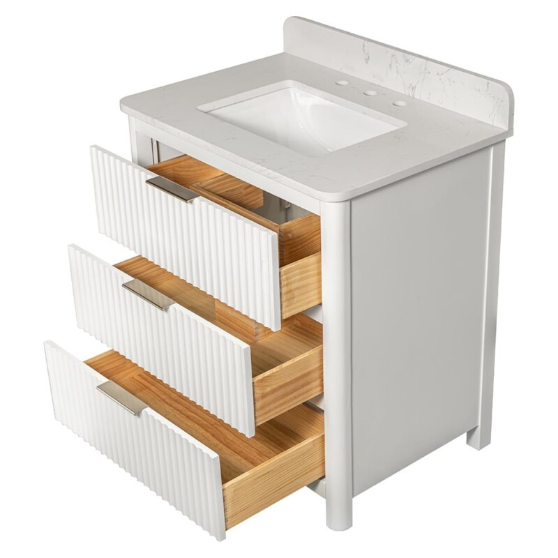 Gabinetes de banheiro Carrara Gunningham brancos 31×22 (PS73001)