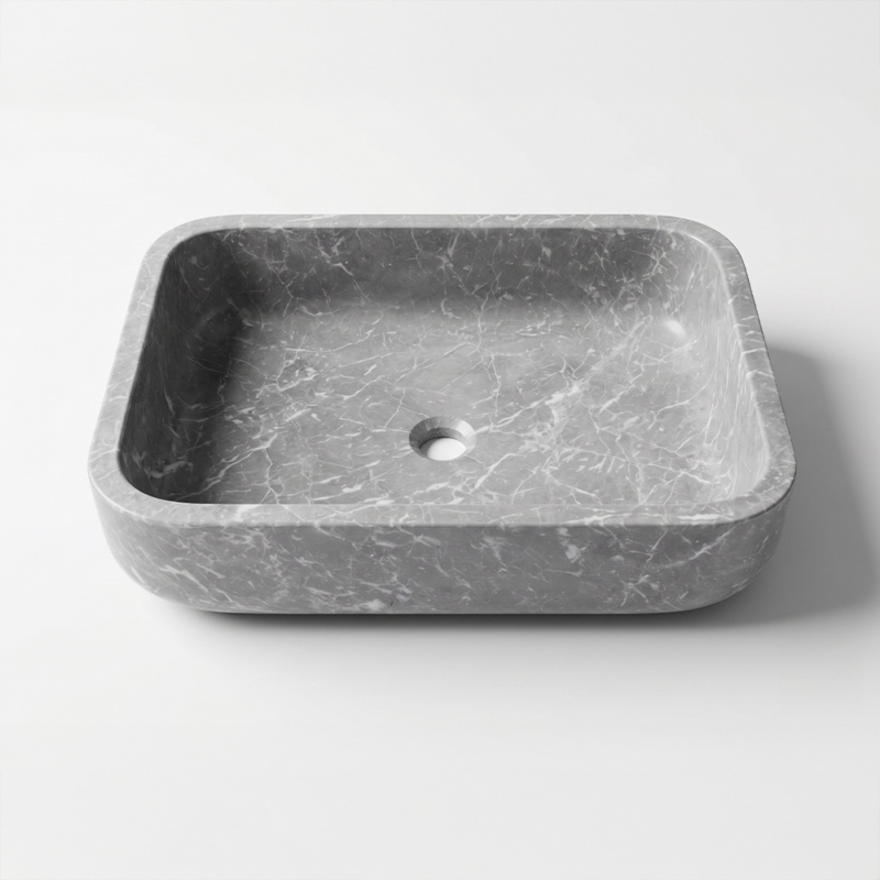 Iris Black Honed Oasis Marble Sink 18×22 (SN00221)