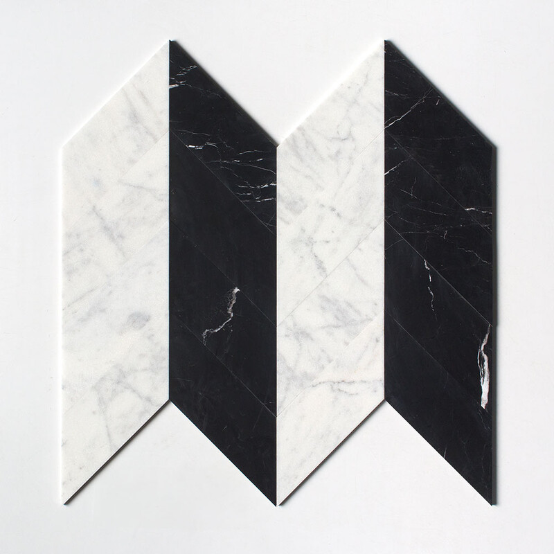Black Honed Chevron Marble Tiles 5×17 (SP05575)
