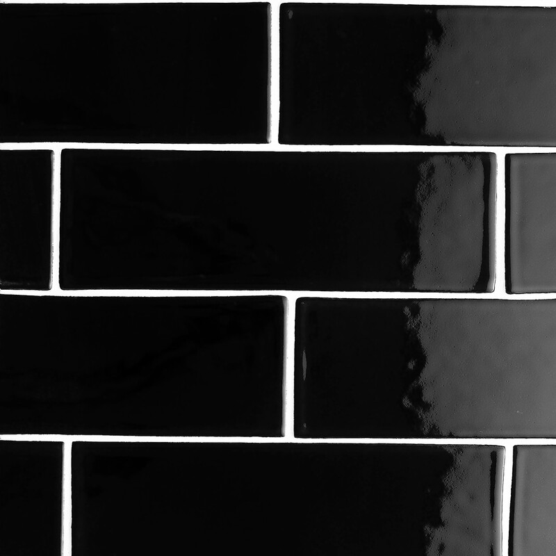 Black Glossy Subway Ceramic Tiles 3×9 (TL19217)