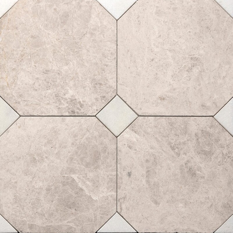 Glacier, Silver Shadow Tumbled Marble Tiles 16×16 (TL21021)