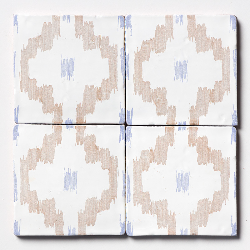 Vintage Linen Ikat Glossy Glazed Terracotta Tiles 6×6 (TL80356)