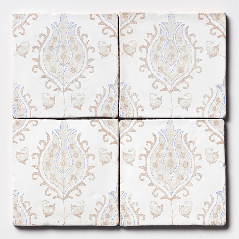 Vintage Linen Tulips Glossy Glazed Terracotta Tiles 6×6 (TL80359)