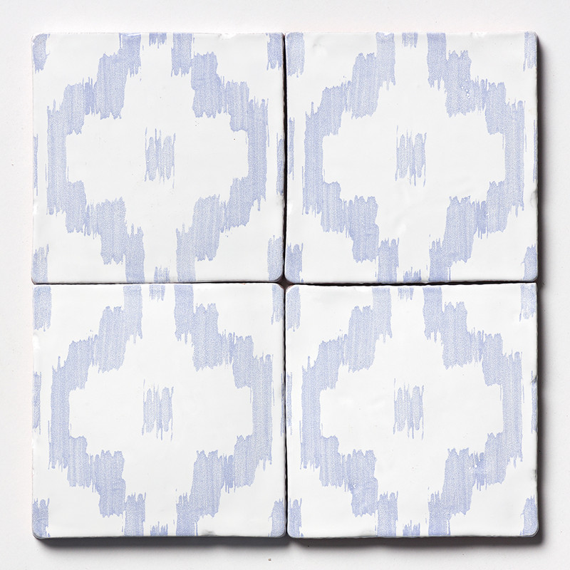 Indigo Wash Ikat Glossy Glazed Terracotta Tiles 6×6 (TL80362)