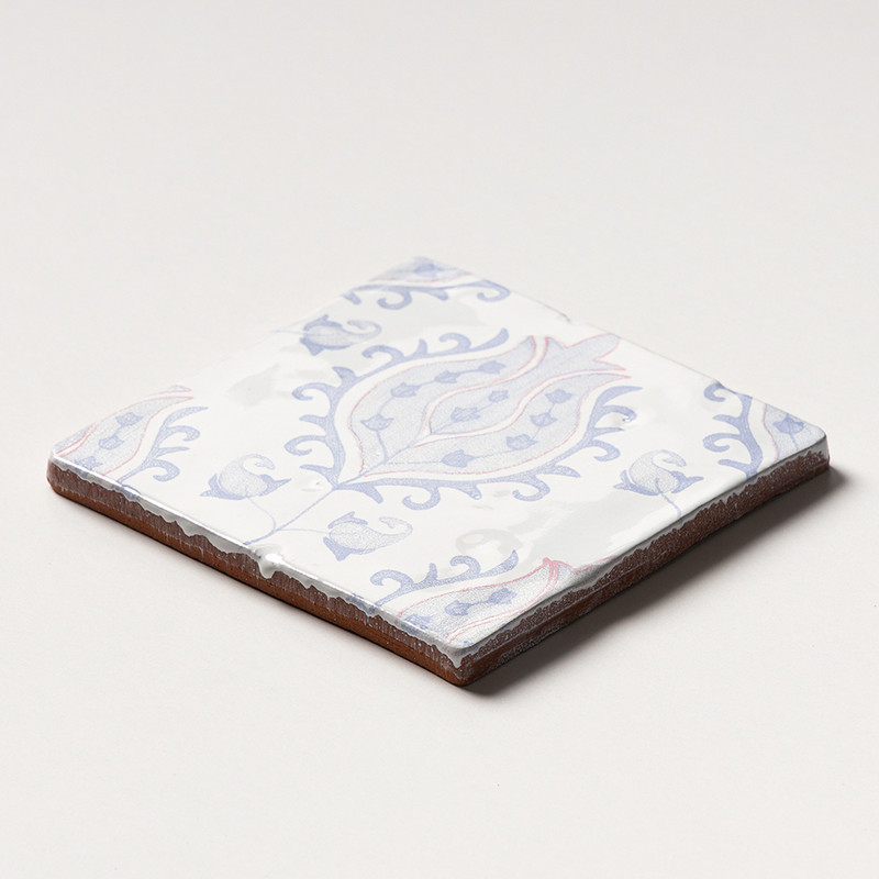 Indigo Wash Tulips Glossy Glazed Terracotta Tiles 6×6 (TL80365)
