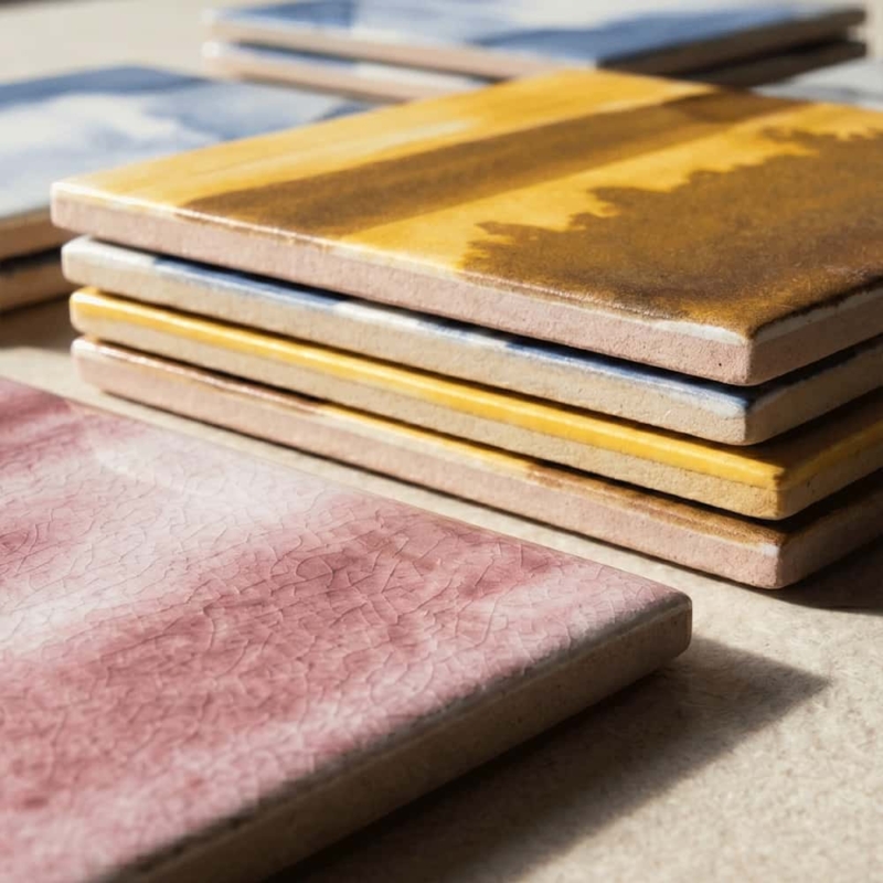 Kiss Me Quick Matte Ceramic Tiles 6×6 (TL80536), Flame Flower Matte Ceramic Tiles 6×6 (TL80537), Mist Flower Matte Ceramic Tiles 6×6 (TL80538), Storm Matte Ceramic Tiles 6×6 (TL80448)