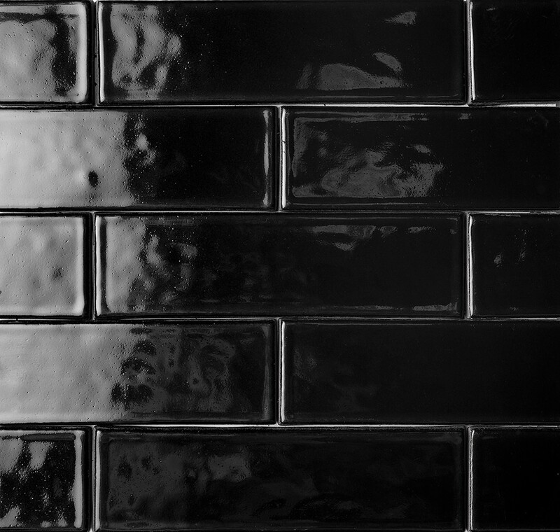 Black Glossy Thin Brick Tiles 2 1/4×7 7/8 (TL80565)