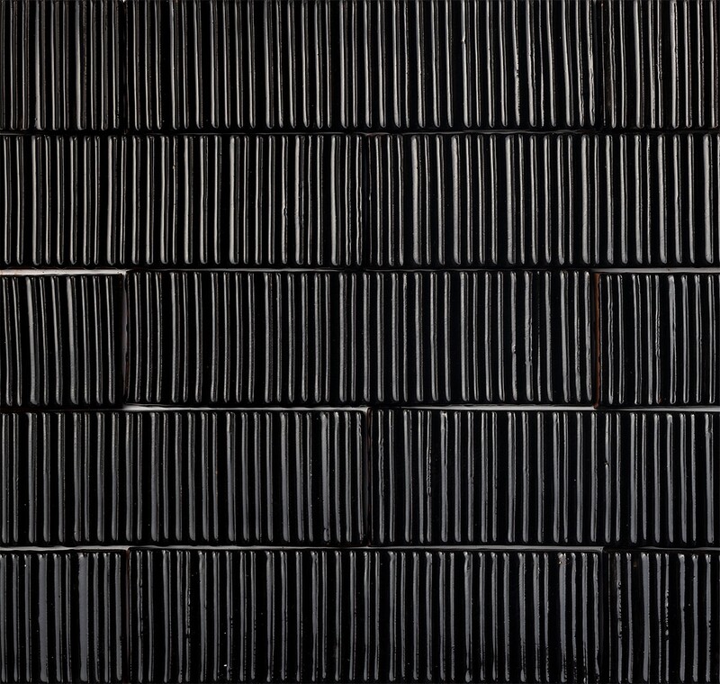 Black Glossy Staccato Thin Brick Accent Tiles 2 1/4×7 7/8 (TL80574)