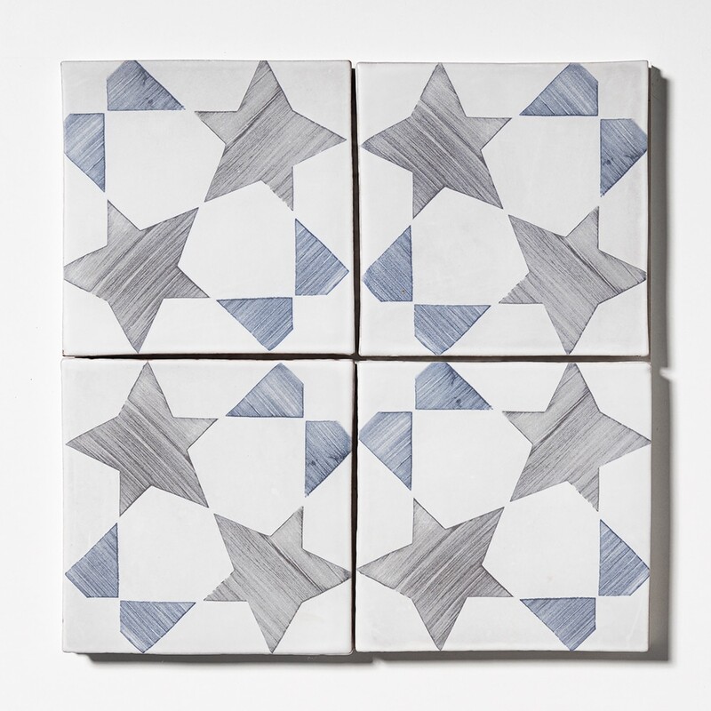 Spinning Stars Matte Glazed Terracotta Tile 6×6 (TL80653)