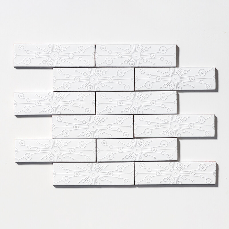 Royal White Glossy Stellar Thin Brick Accent Tiles 2 1/4×7 7/8 (TL80811)