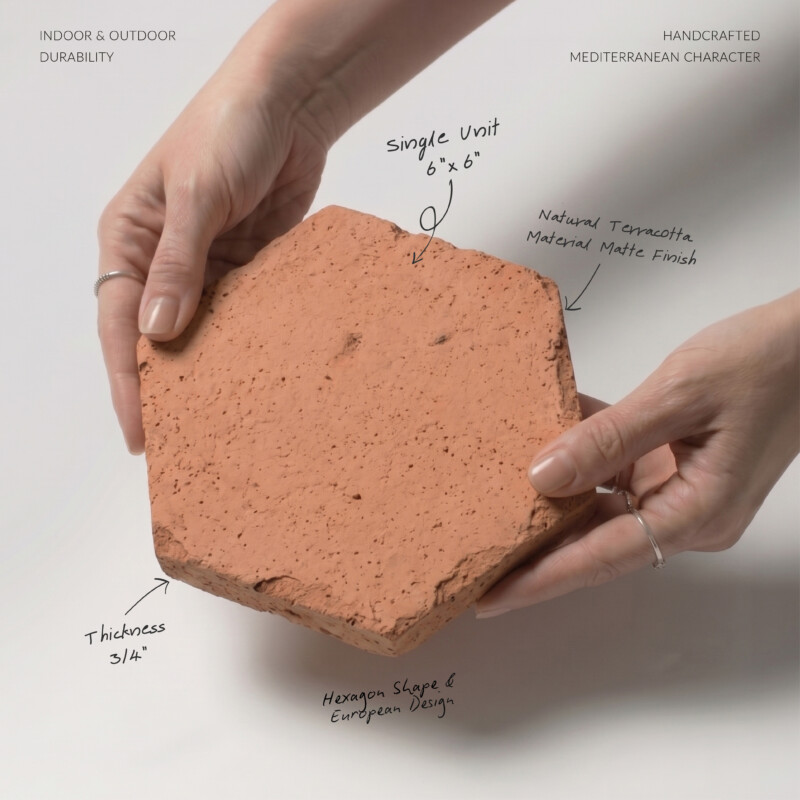 Cotto Med Natural Hexagon Terracotta Tiles 6×6 (TL90806)