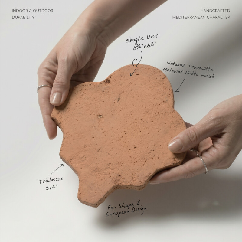 Cotto Med Natural Fan Shape Terracotta Tiles 6 3/4×6 1/2 (TL90809)