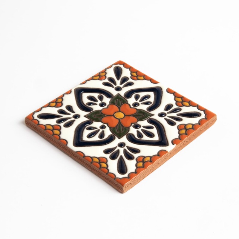 Talavera Glossy Mandarina Glazed Terracotta Tiles 4×4 (TL91711)