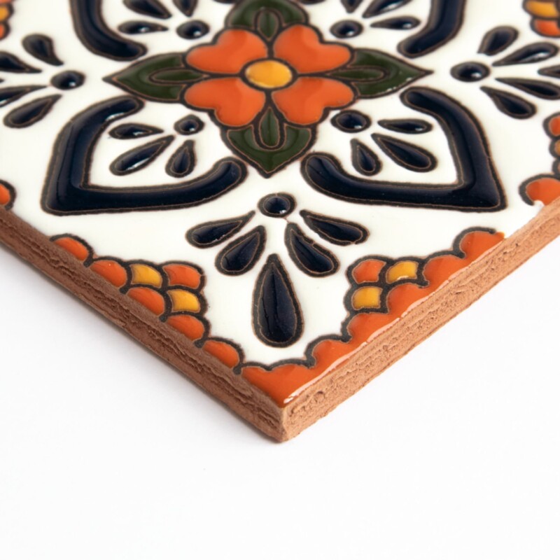 Talavera Glossy Mandarina Glazed Terracotta Tiles 4×4 (TL91711)