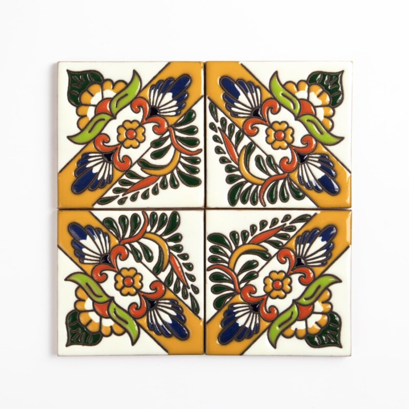 Talavera Glossy Quetzal Glazed Terracotta Tiles 4×4 (TL91715)