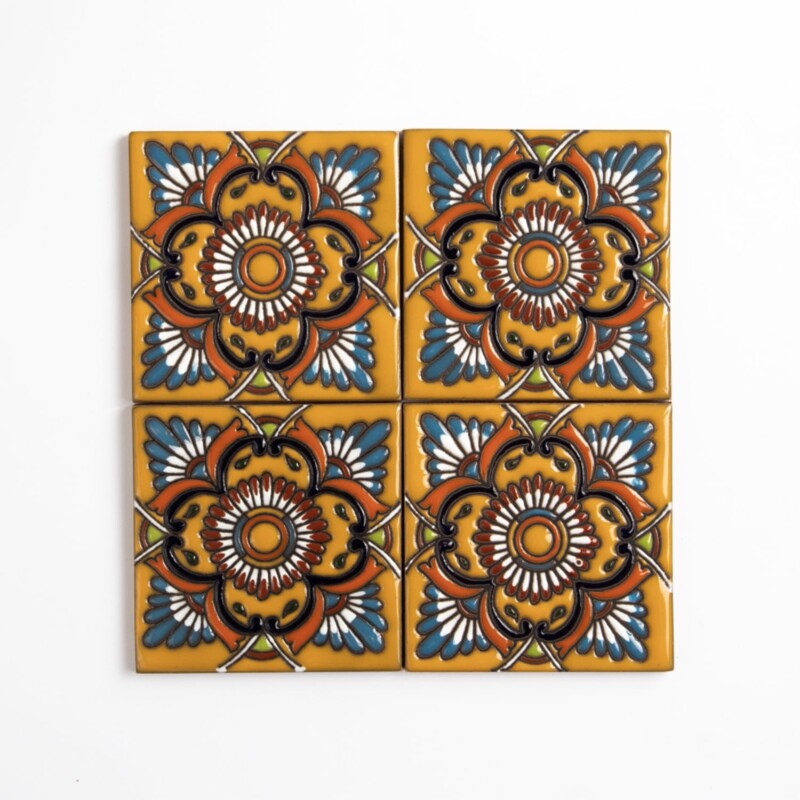 Talavera Glossy Aztlan Glazed Terracotta Tiles 4×4 (TL91717)