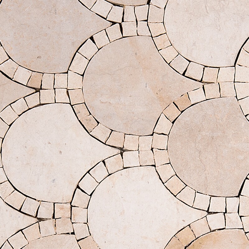 Melange Honed Scallop Limestone Mosaics 13 6/8×12 (WBA10037)