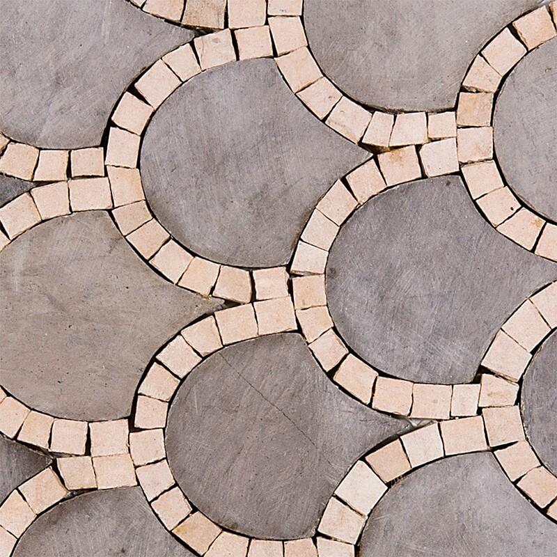 Foussana Honed Scallop Limestone Mosaics 13 6/8×12 (WBA10038)
