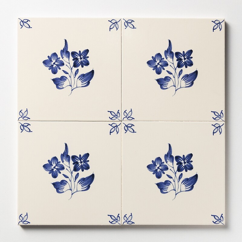 238b Garden Flowers Blue Glazed Ceramic Tiles 6×6 (WLV20313)