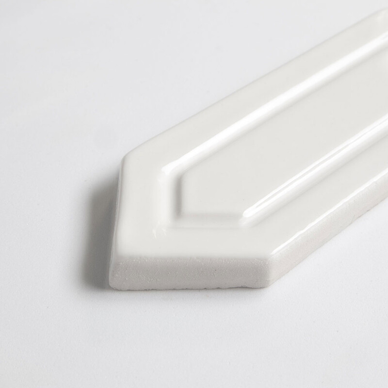 Tulum White Glossy Reliefed Picket Ceramic Accent Tiles 2×6 (WST05164)