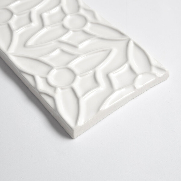 Tulum White Glossy Barcelona Ceramic Accent Tiles 4×8 (WST06164)